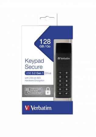 VERBATIM Pendrive, 128GB, USB 3.2, titkosítás, 160/130Mb/s, VERBATIM "Keypad Secure"