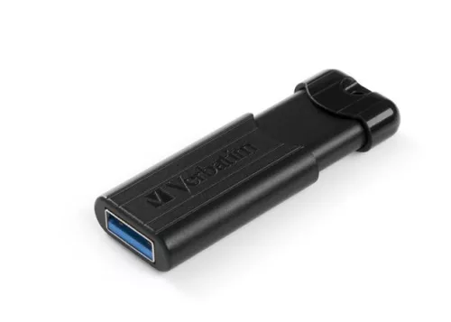 VERBATIM Pendrive, 128GB, USB 3.2, VERBATIM "Pinstripe", fekete