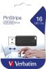 VERBATIM Pendrive, 16GB, USB 2.0, 10/4MB/sec, VERBATIM "PinStripe", fekete