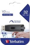   VERBATIM Pendrive, 32GB, USB 3.2, 60/12MB/s, VERBATIM "V3", fekete-szürke