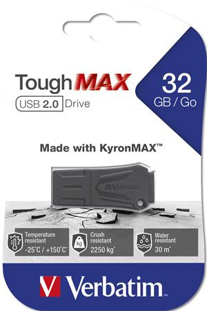 VERBATIM Pendrive, 32GB, USB 2.0, extra ellenálló, VERBATIM "ToughMAX", fekete