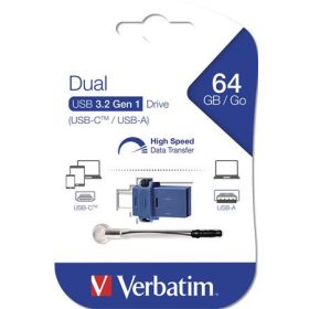   VERBATIM Pendrive, 64GB, USB 3.2+USB-C adapter, VERBATIM "Dual"