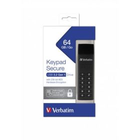   VERBATIM Pendrive, 64GB, USB 3.2, titkosítás, 160/130Mb/s, VERBATIM "Keypad Secure"