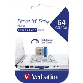   VERBATIM Pendrive, 64GB, USB 3.2, 80/25MB/s, VERBATIM "Nano"