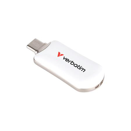 VERBATIM Pendrive, 64GB, USB-C 3.2 Gen1, VERBATIM "Plectra", fehér