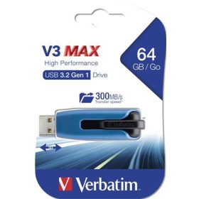   VERBATIM Pendrive, 64GB, USB 3.2, 175/80 MB/s, VERBATIM "V3 MAX", kék-fekete