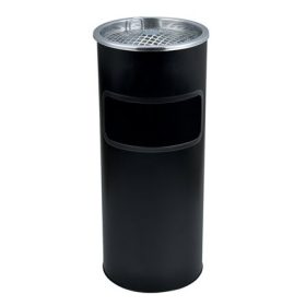   . Kültéri szemetes, fém, tűzálló, kivehető hamutartóval, fekete, 25x58 cm