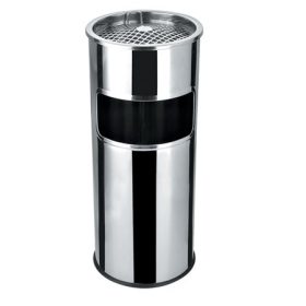   . Kültéri szemetes, fém, tűzálló, kivehető hamutartóval, inox, 25x58 cm