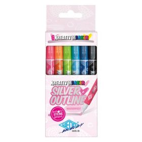   WEDO Filctoll készlet, 1-2 mm, metál ezüst, WEDO, 6 különböző színű kontúrral