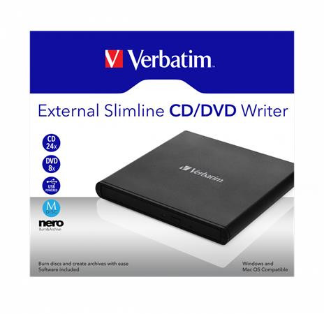 VERBATIM CD/DVD író, USB 2.0, külső, VERBATIM