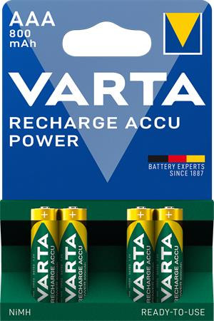 VARTA Tölthető elem, AAA mikro, 4x800 mAh, előtöltött, VARTA "Power"