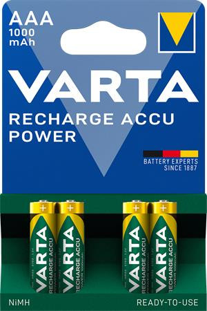 VARTA Tölthető elem, AAA mikro, 4x1000 mAh, előtöltött, VARTA "Power"