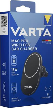 VARTA Autós tartó és töltő, Qi/USB-C PD, 15W, VARTA "Mag Pro"