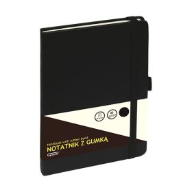   Jegyzetfüzet kockás GRAND A/5 80 lapos gumis puhafedeles fekete