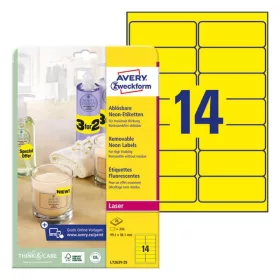   Etikett AVERY L7263Y-25 99,1x38,1mm laser neon sárga 350 címke/doboz 25 ív/doboz