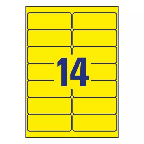 Etikett AVERY L7263Y-25 99,1x38,1mm laser neon sárga 350 címke/doboz 25 ív/doboz
