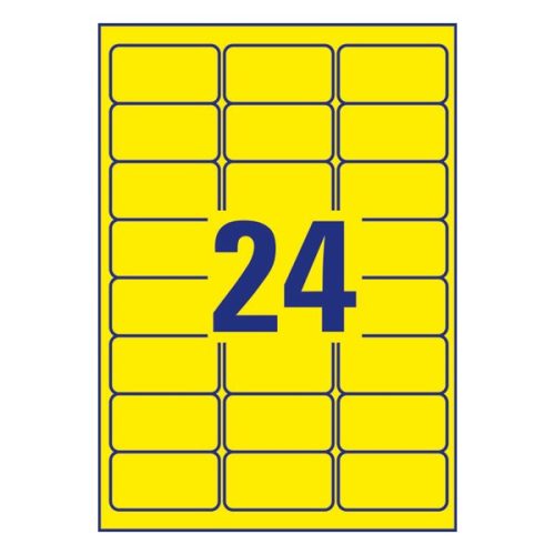 Etikett AVERY L6035-20 63,5x33,9mm univerzális sárga 480 címke/doboz 20 ív/doboz