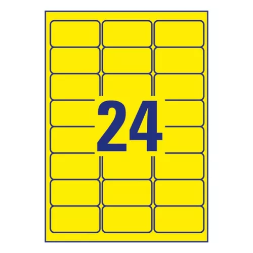 Etikett AVERY L6035-20 63,5x33,9mm univerzális sárga 480 címke/doboz 20 ív/doboz
