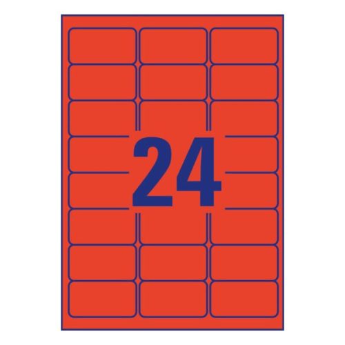 Etikett AVERY L6034-20 63,5x33,9mm univerzális piros 480 címke/doboz 20 ív/doboz