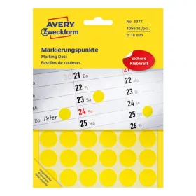   Etikett AVERY 3377 öntapadó jelölőpont sárga 18mm 1056 jelölőpont/csomag