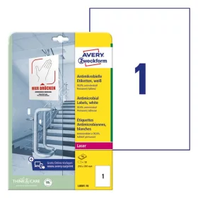   Etikett AVERY L8001-10 210x297mm antimikrobiális fehér 10 címke/doboz 10 ív/doboz
