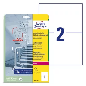   Etikett AVERY L8012-10 210x148mm antimikrobiális átlátszó 20 címke/doboz 10 ív/doboz