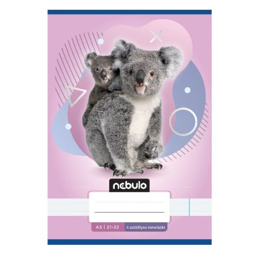 Füzet vonalas NEBULO A/5 32 lapos 21-32 4-8. osztályos Állatok 16 darabos
