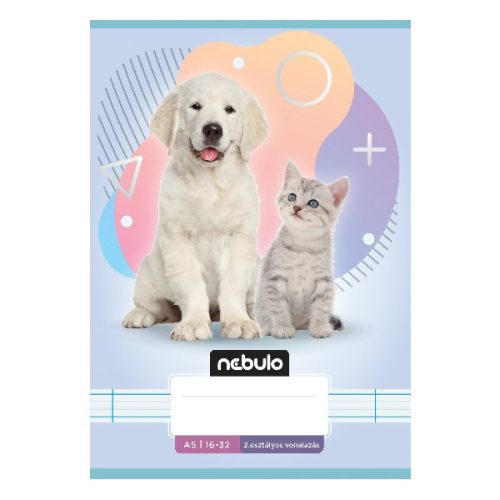 Füzet vonalas NEBULO A/5 32 lapos 16-32 2. osztályos Állatok 16 darabos