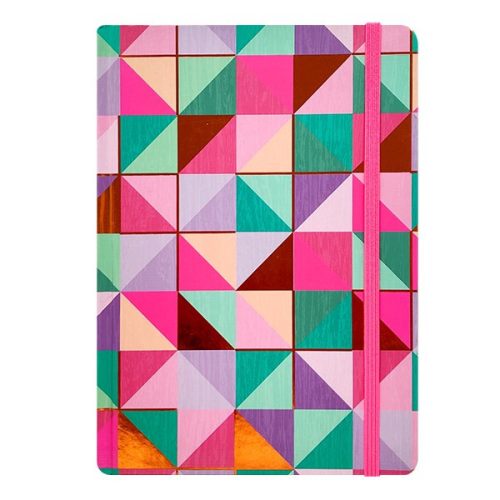 Jegyzetfüzet vonalas SPOKO A/5 96 lapos gumis keményfedeles színes mozaik