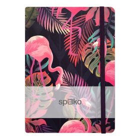   Jegyzetfüzet vonalas SPOKO A/5 96 lapos gumis keményfedeles flamingó