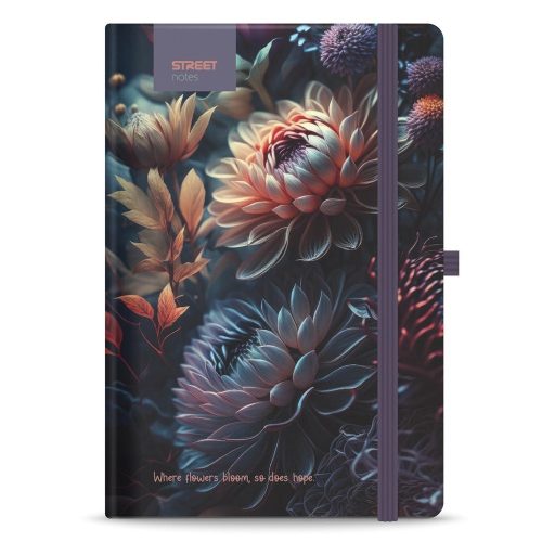Notesz vonalas STREET Flowers Blossom A/5 96 lapos gumis keményfedelű
