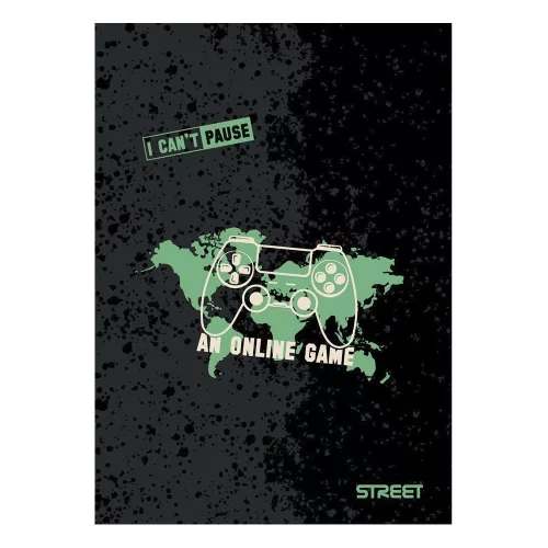 Füzet vonalas STREET A/5 54 lapos Gaming margóval