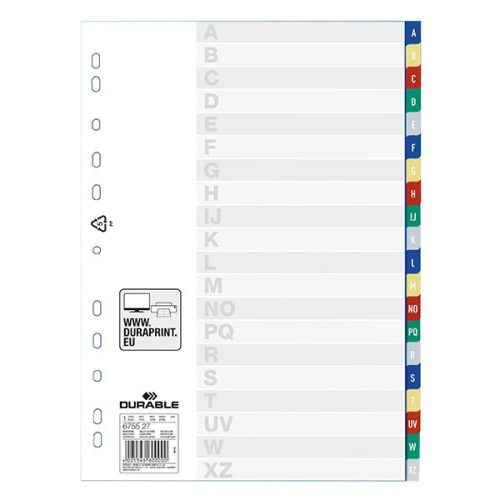 Regiszter DURABLE műanyag A/4 1-20 számos-színes