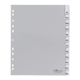   Regiszter DURABLE műanyag A/4 maxi Jan-Dec 12 részes szürke