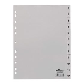   Regiszter DURABLE műanyag nyomtatott A/4 1-12 részes szürke