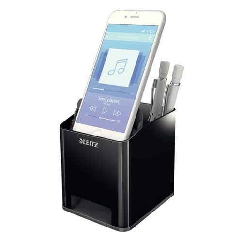 Írószertartó műanyag LEITZ kettős színhatású fekete-szürke