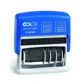   Bélyegző dátum+szöveg COLOP S120/WD 12 féle szöveggel kék ház fekete párna