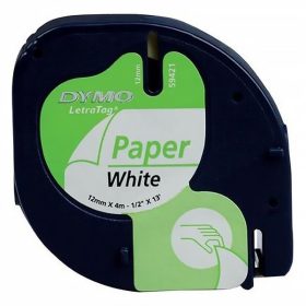   Feliratozó szalag DYMO LetraTag 12mm x 4m papír fehér alapon fekete írásszín