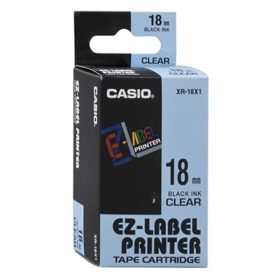   Feliratozó szalag CASIO XR 18 X1 18mm x 8m átlátszó alapon fekete írásszín