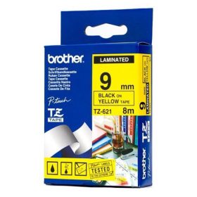   Feliratozó szalag BROTHER TZe-621 9mmx8m laminált sárga alapon fekete írásszín