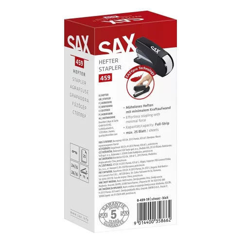 Tűzőgép SAX 459 M+ Easypro 25 lap 24/6-26/6 fekete