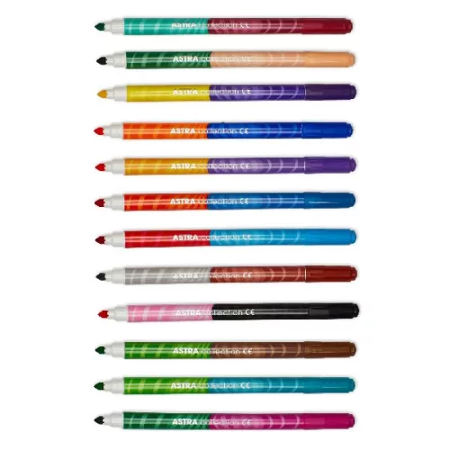 Filctoll ASTRA kétvégű 12 darabos készlet 24 színű