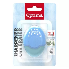   Hegyező és radír display OPTIMA 1 lyukú tartályos műanyag