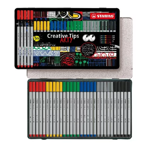 Flictoll STABILO Cretive Tips Arty Classic fémdobozos 30 darabos készlet