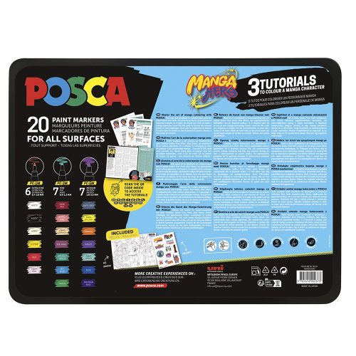 Filctoll UNI Posca Manga Hero vegyes fémdobozos 20 darabos