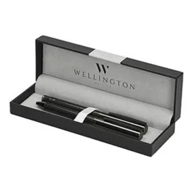   Golyóstoll készlet WELLINGTON Carbon golyóstoll + rollertoll antracit díszdobozban