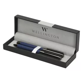   Golyóstoll készlet WELLINGTON Stamford golyóstoll + rollertoll sötétkék díszdobozban