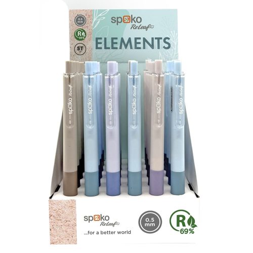 Zseléstoll SPOKO ReLeaf Elements nyomógombos 0,5 mm kék írásszín vegyes színben