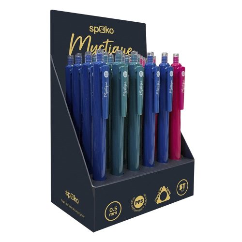 Zseléstoll SPOKO Mystique nyomógombos 0,5 mm kék írásszín vegyes színben