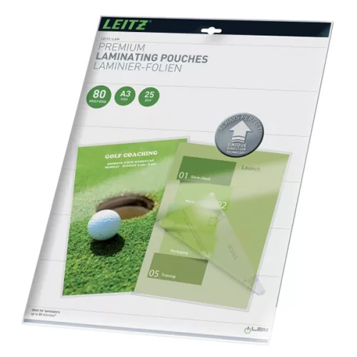 Meleglamináló fólia LEITZ standrard A/3 80 mikronos UDT technológiával 25 darabos